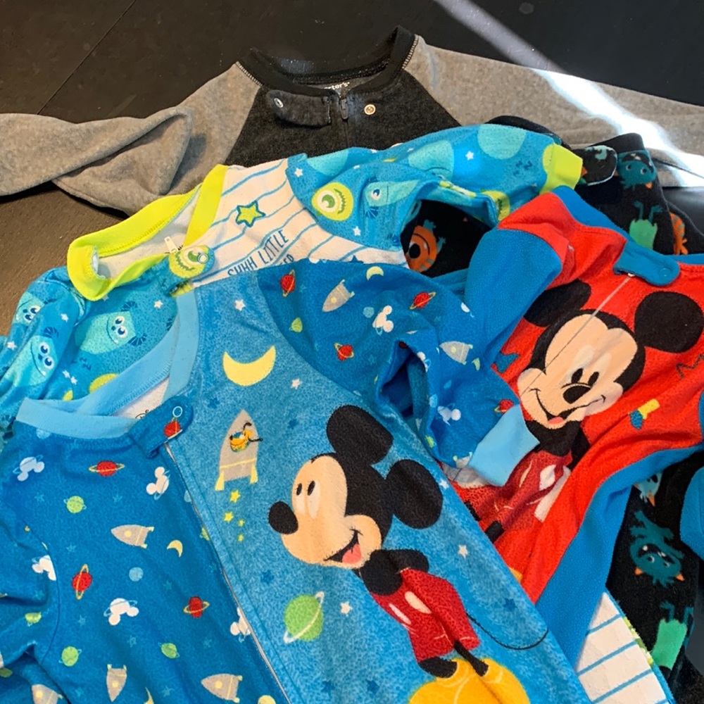 Set of 5. 2T/24 month baby toddler footed sleeper pajamas